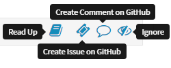 Read Up, Create Comment on GitHub, Ignore and Create Issue on GitHub actions